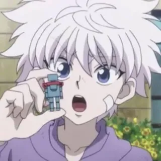 🇯🇵 Killua Zoldyck Hunter x Hunter anime, boy, white hair, toy, character, Killua telegram sticker