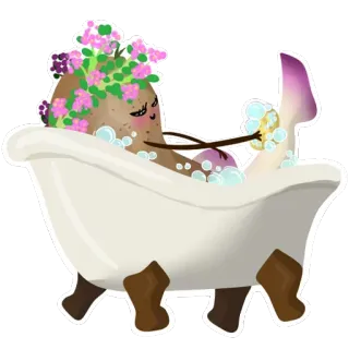 💦 土豆, 花, 浴缸, 放松, 可爱, 卡通, 卡哇伊 telegram sticker