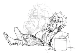 🤕 FUCK MY LIFE 动漫, 咖啡, 精疲力尽, 疲惫, 素描 telegram sticker