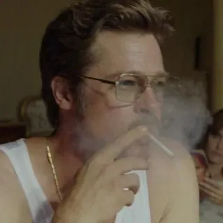 🗿 hombre, cigarrillo, fumando, camiseta de tirantes, gafas telegram sticker