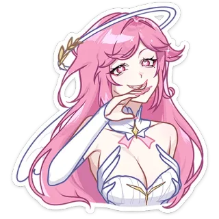 ☺️ chica anime, pelo rosa, sonrisa, linda, ángel, ilustración telegram sticker
