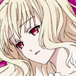 🗝 animé, fille, cheveux blonds, yeux rouges whatsapp sticker