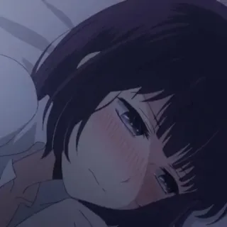🖤 Anime, Triste, Ragazza, Cartone animato, Carino, Sdraiata, Faccia telegram sticker
