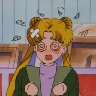 🌙 Sailor Moon Anime, Cartoon, Duizelig, Ziek, Sailor Moon telegram sticker