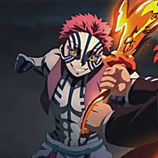 ✊ Akaza Demon Slayer อนิเมะ, ปีศาจ, ต่อสู้, ไฟ, ดาบ telegram sticker