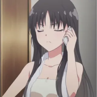 😑 anime, girl, phone, towel telegram sticker