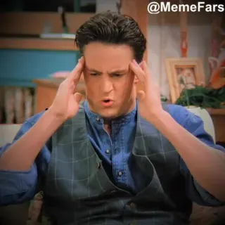 🤔 Chandler Bing Friends @MemeFars มีม, แชนด์เลอร์, เฟรนส์, คิด, รายการทีวี, ตลก telegram sticker