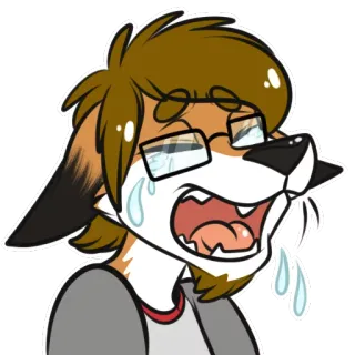 😭 Фурри, Плачущий, Грустный, Лис, Слёзы, Мультик telegram sticker