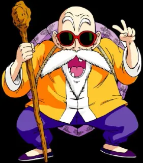 ✌️ Master Roshi Dragon Ball Master Roshi, Dragon Ball, Anime, Tanda perdamaian, Kura-kura, Seni bela diri whatsapp sticker