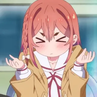 ✨ Fille anime, Haussement d'épaules, Indécis, Dessin animé, Confus, Mignon, Anime telegram sticker