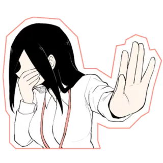 🙊 Anime, Stop, No, Donna, Cartone animato, Mano whatsapp sticker