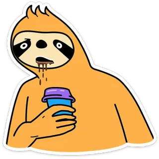 😂 ナマケモノ, コーヒー, 眠い, アニメ, 動物, 飲み物, かわいい telegram sticker