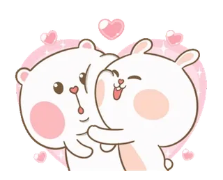 🤗 mignon, kawaii, ours, lapin, amour, câlin whatsapp sticker