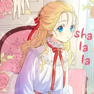 💫 sha la la la anime, chica, linda, rubia, flores telegram sticker