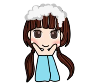 🛀 Desenho animado, Menina, Bonito, Kawaii, Personagem telegram sticker