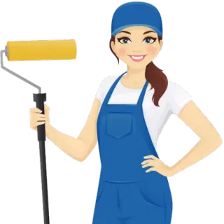 👩‍🏭 Maler, Frau, Farbroller, Gemälde, Cartoon, Künstler whatsapp sticker