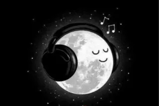 🎵 lune, musique, casque, mignon, dessin animé, nuit telegram sticker