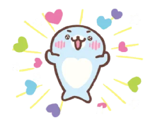 💝 foca, fofo, corações, kawaii, desenho animado telegram sticker