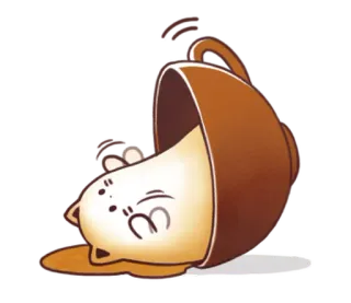 ☕ chat, café, mignon, autocollant, renversé, animal whatsapp sticker