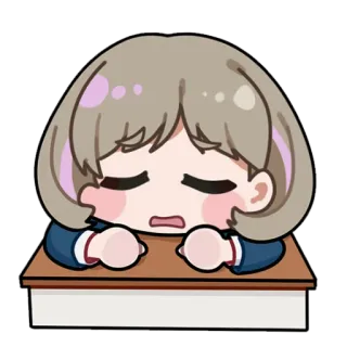 😩 anime, gadis, lelah, mengantuk, sekolah, meja, kawaii, chibi telegram sticker