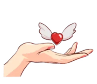 💓 corazón, amor, mano, alas, san valentín, cuidado, regalo telegram sticker