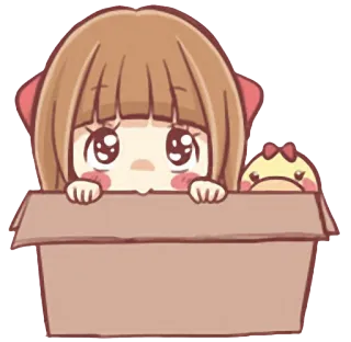 😔 süß, Mädchen, Box, Anime, kawaii, Charakter, traurig telegram sticker