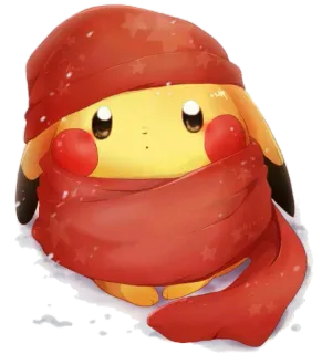 🧣 Pikachu Pokemon ปิกาจู, โปเกมอน, ฤดูหนาว, ผ้าพันคอ, หิมะ telegram sticker
