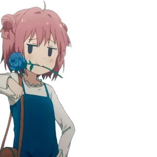 😉 anime, girl, flower, cute, pink hair, blue rose telegram sticker