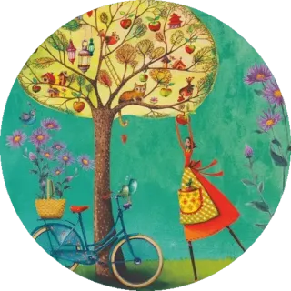 🌳 树, 自行车, 苹果, 花园, 自然 telegram sticker