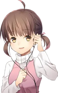 😀 аниме девушка, наушники, милый, мультфильм, портрет telegram sticker