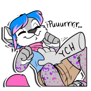 👋 Puuurrrr... YCH Furry, Cartoon, Dier, Schattig, Wolf, Fictie, Personage whatsapp sticker
