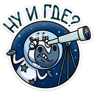🤷‍♀️ НУ И ГДЕ? 牛, 宇宙, 望遠鏡, 宇宙飛行士, ロシア, 質問 telegram sticker