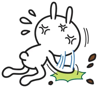 🤢 enojado, conejo, dibujos animados, sudor, frustración whatsapp sticker