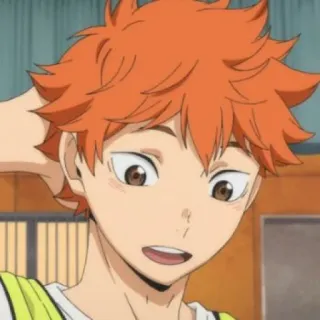 🧡 Hinata Haikyuu!! ฮินาตะ, ไฮคิว!!, อนิเมะ, มังงะ, การ์ตูน, ผมสีส้ม, ยิ้ม, น่ารัก whatsapp sticker