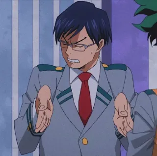 😃 Tenya Iida My Hero Academia อนิเมะ, มายฮีโร่ อคาเดเมีย, เท็นยะ อีดะ, ตัวละคร, ท่าทาง telegram sticker