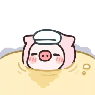 🛀 豚, マンガ, 可愛い, お風呂, リラックス, 動物 telegram sticker