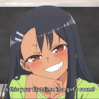 🍬 Is this your first time in a girl's room? Anime, Fille, Pièce, Question, Première fois telegram sticker