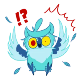⁉️ !! フクロウ, マンガ, かわいい, 感嘆符, 表情, ステッカー telegram sticker