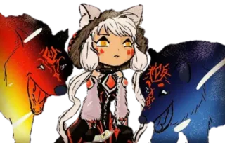 😐 chibi, wolf, anime, manga, illustration, character telegram sticker