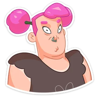 😳 卡通, 角色, 搞笑, 粉色头发, 贴纸 telegram sticker
