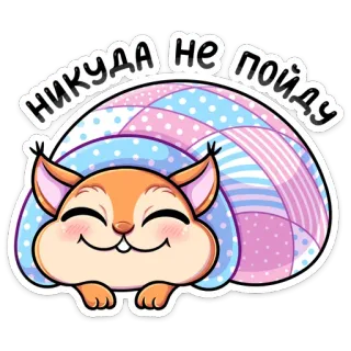 ☺️ НИКУДА НЕ ПОЙДУ esquilo, fofo, sonolento, animal, desenho animado, engraçado telegram sticker