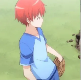 ✨ anime, boy, baseball, glove, red hair telegram sticker