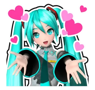 ❤️ Hatsune Miku Anime, Vocaloid, Herzen, Süß, Kawaii, Manga, Cartoon telegram sticker