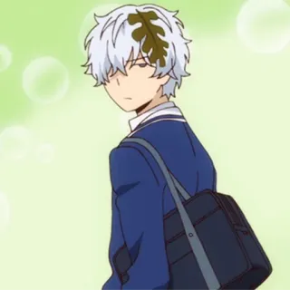 😶 Anime, Chico, Uniforme escolar, Personaje, Pelo blanco telegram sticker