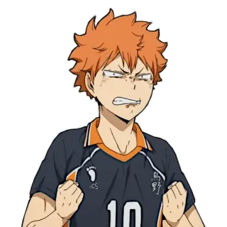 😠 Hinata Shoyo Haikyuu!! Аниме, Haikyuu, Хината Шоё, Волейбол, Мультфильм, Спорт, Наклейка telegram sticker