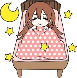 😴 śpiący, łóżko, księżyc, gwiazdy, słodkie, anime, kreskówka telegram sticker