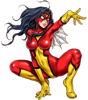🖐 Spider-Woman Spider-Woman, Marvel, superhero, comic book, female superhero, Jessia Drew, red and yellow suit telegram sticker