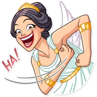 😀 HA! mulher, rindo, asas, deusa, haha, vestido telegram sticker