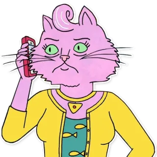 📱 Princess Carolyn BoJack Horseman кот, розовый, мультфильм, Принцесса Кэролайн, Конь БоДжек, персонаж, телешоу telegram sticker
