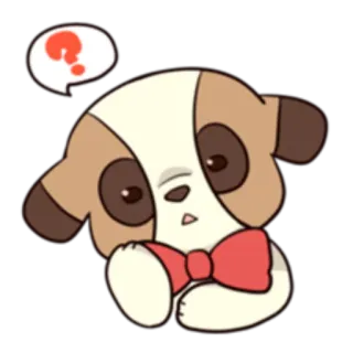❓ cane, cucciolo, punto interrogativo, cartone animato, carino, animale, adesivo whatsapp sticker